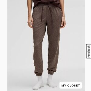 Lululemon Soft Jersey Mid Rise Joggers Heathered Espresso Size 8